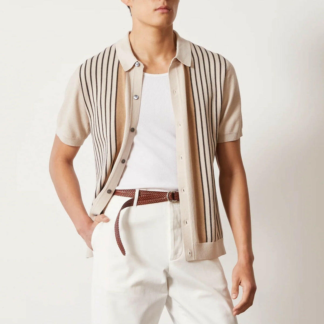 Virtus Stripe Polo Cardigan.