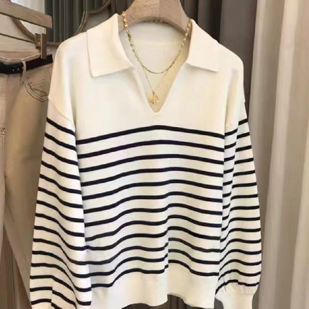 Striped Polo Sweater.