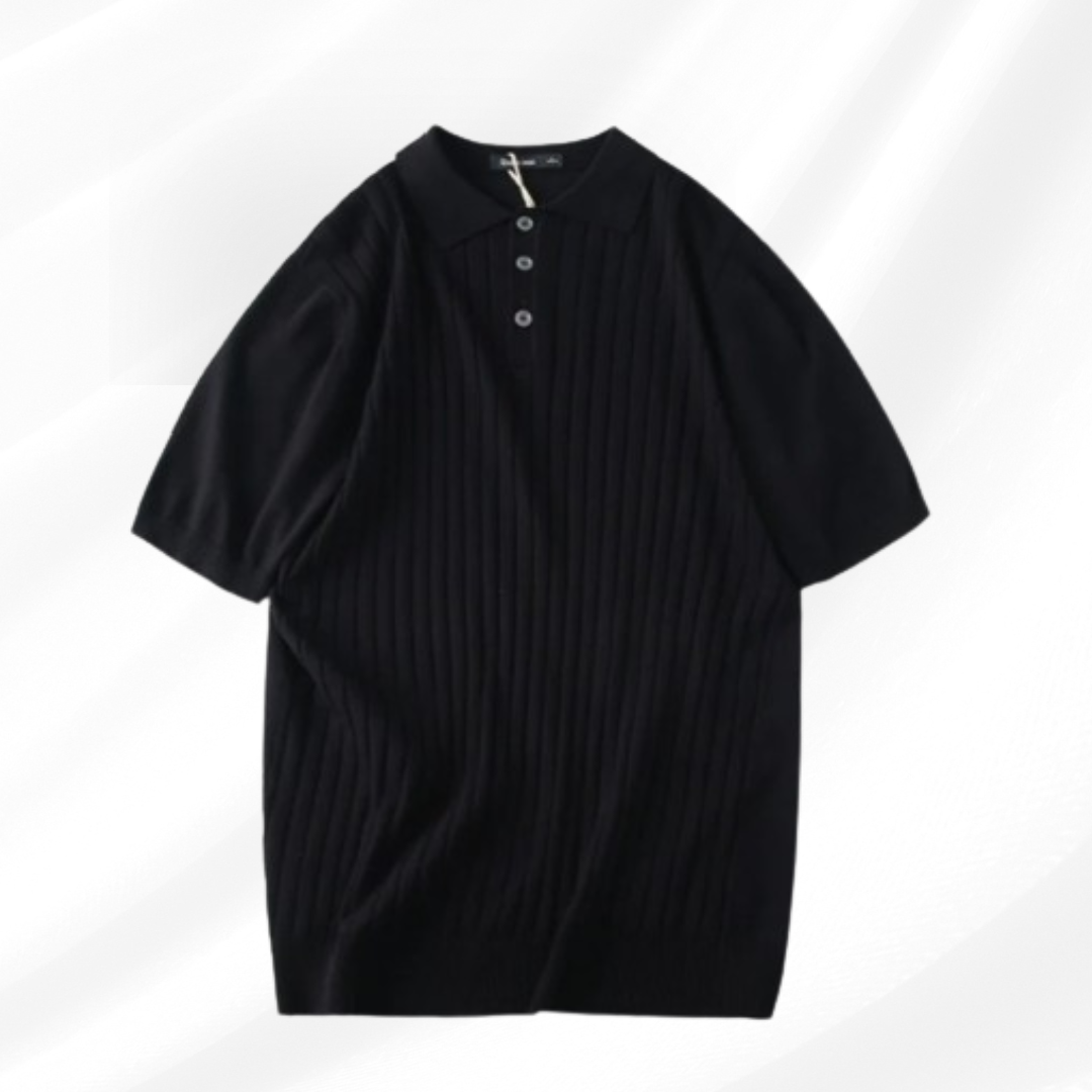 Knitted Polo Collar Tee.