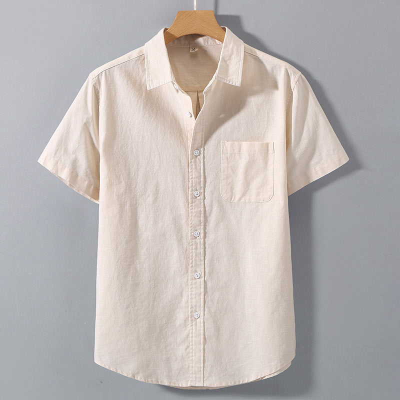 Linen Short Sleeve Lapel Shirt