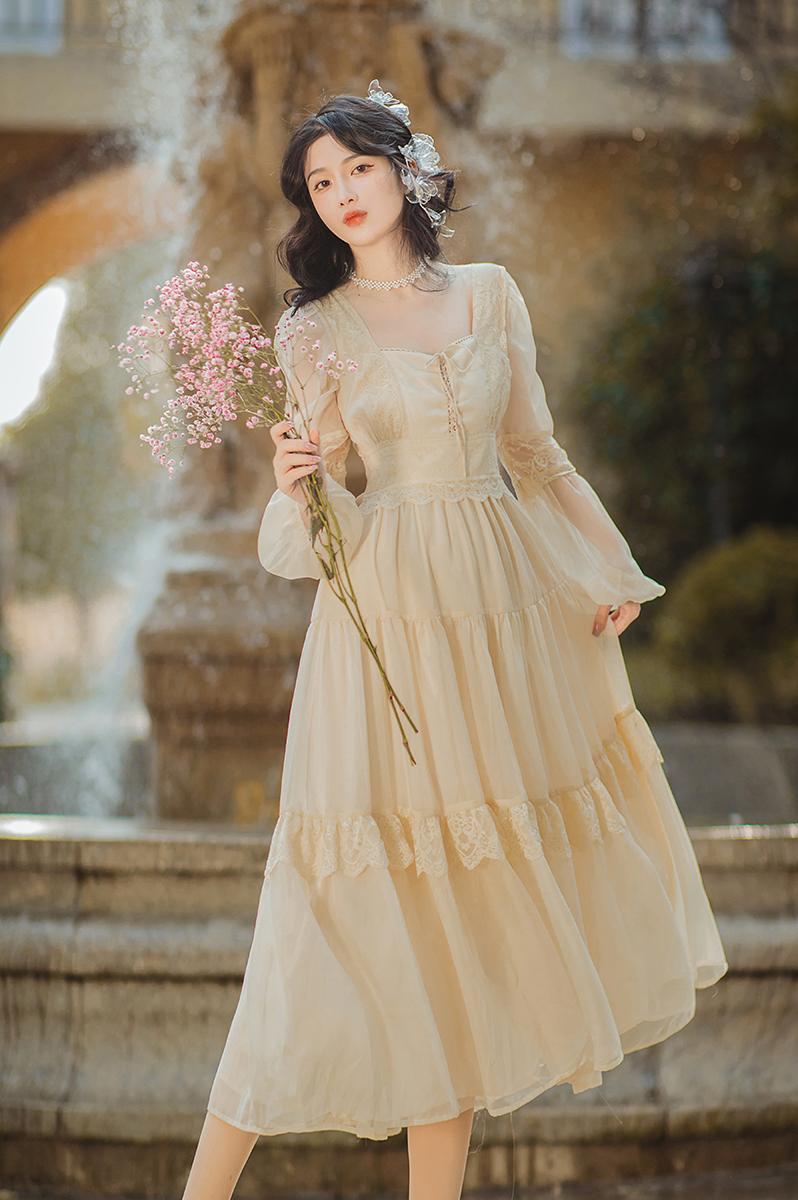 Chic French Bow Chiffon Dress