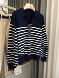 Striped Polo Sweater.