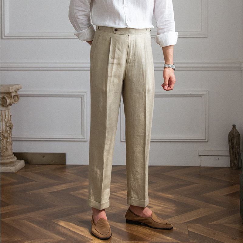 Men's Linen High Waist Pants