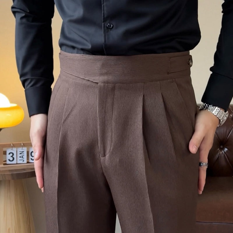 Men's Italian High Waist Dropped Trousers.