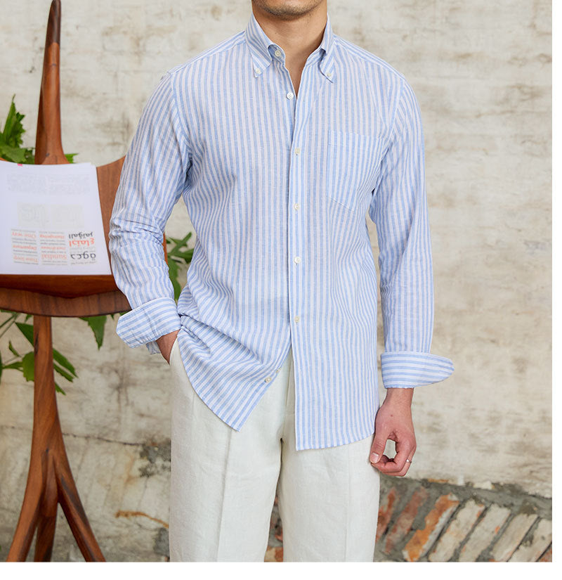 Gentry Striped Cotton Linen Shirt