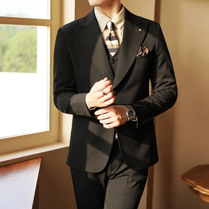 Caramel Groom Three-Piece Suit