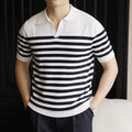 Men's Striped Casual Polo.