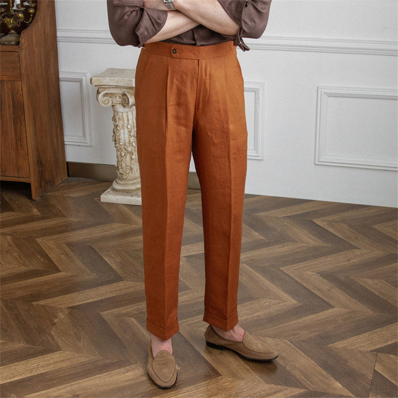 Men's Linen High Waist Pants