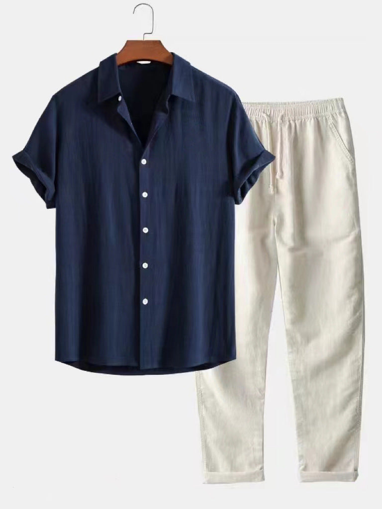 Men's Casual Cotton Linen Beachwear Set