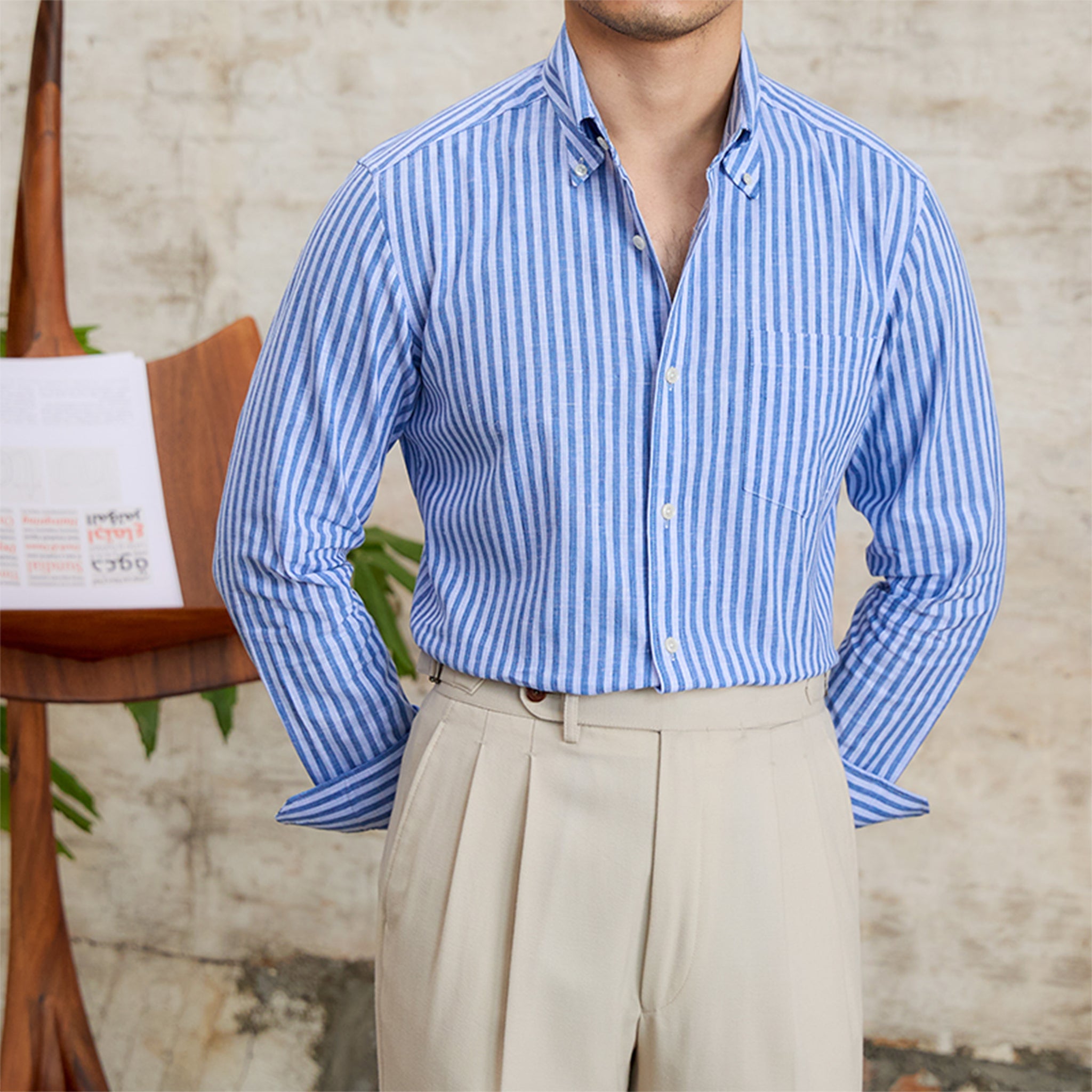 Gentry Striped Cotton Linen Shirt