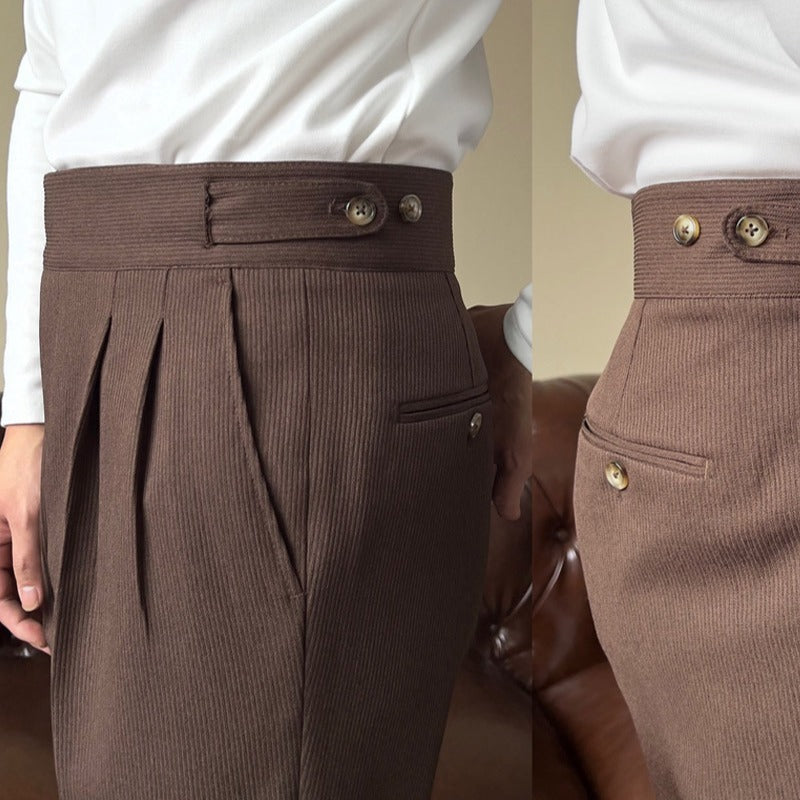 Men's Italian High Waist Dropped Trousers.