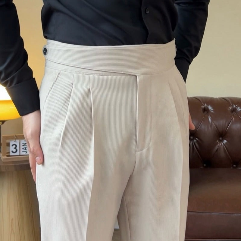 Men's Italian High Waist Dropped Trousers.