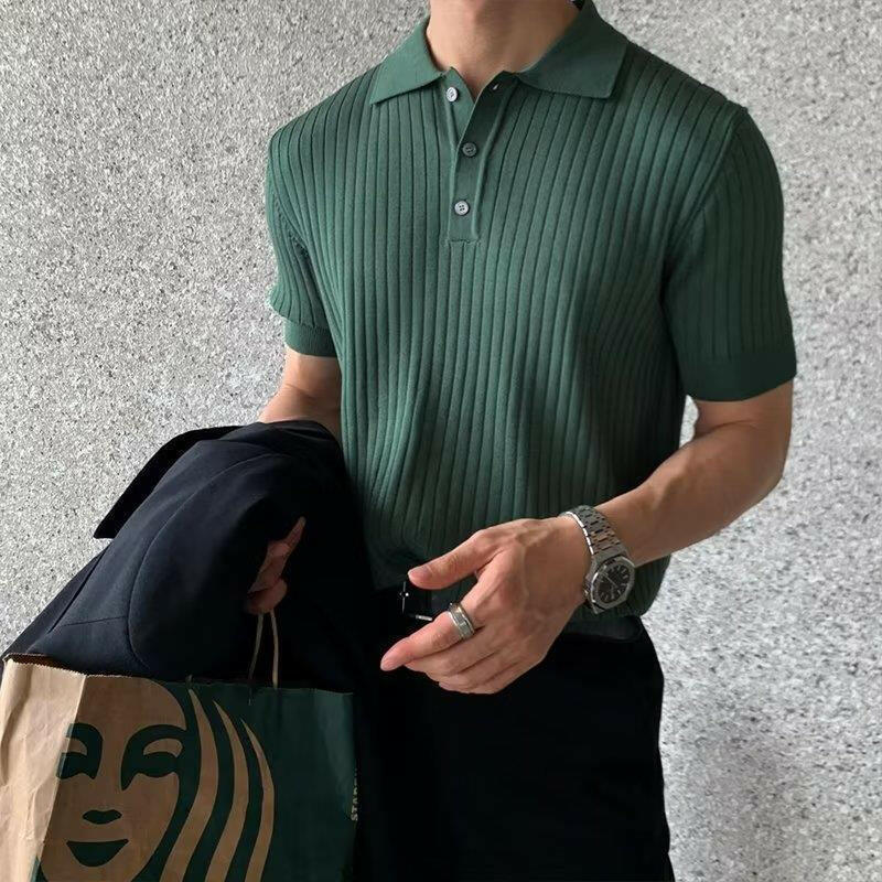 Men Stripe Polo Shirt.