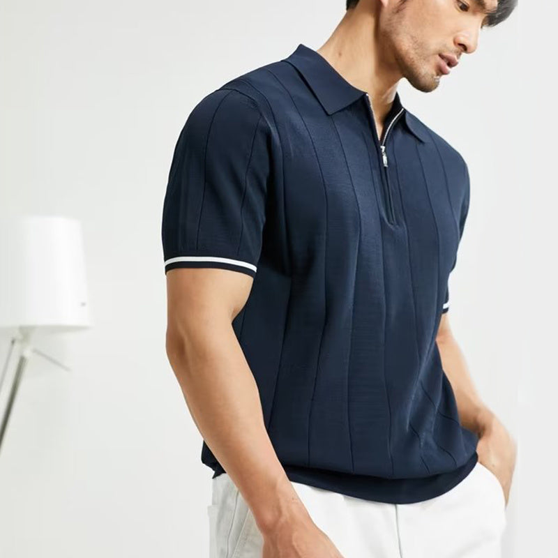 Men's Zipper Polo Shirt.