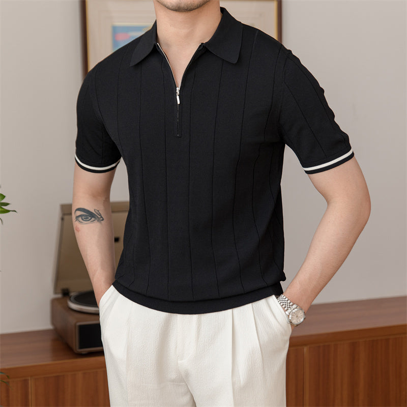 Men's Zipper Polo Shirt.