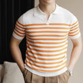 Men's Striped Casual Polo.